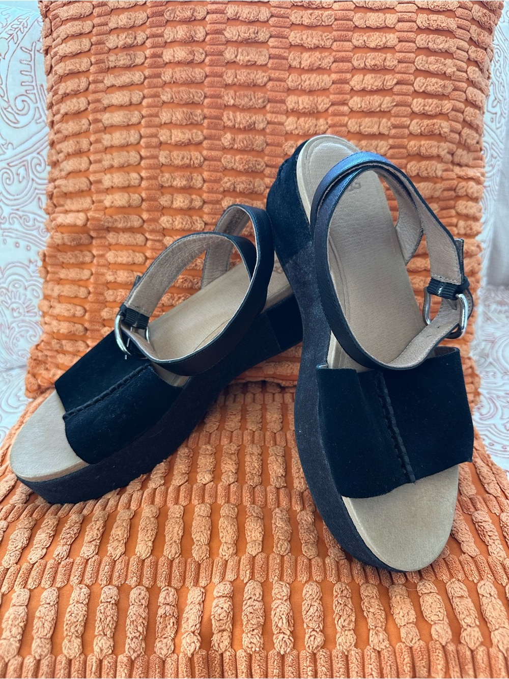 UGG suede and leather platform sandals